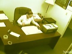 TitsCult presents: Babe in boots masturbates pussy in the office