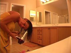 TitsCult presents: Hot chick does her hair after a shower