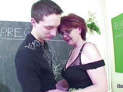 TitsCult presents: Milf biologi techer show boy how to get pregnant with fuck