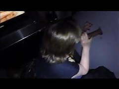 TitsCult presents: Wife blows a guy through the glory hole while hubby watches
