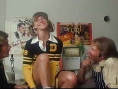 TitsCult presents: Marilyn chambers as a cheerleader takes on 2 guys