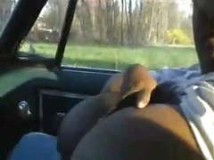 TitsCult presents: Black bbw with big tits sucking dick in a car.