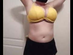 TitsCult presents: 36 g saggy tits bbw milf lateshay big yellow bra strip