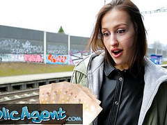 TitsCult presents: Public agent train station smoker gets her tits out to pay