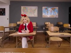 TitsCult presents: Sweet blonde student fucks to pass the exam, Couple, Hardcore, College, Blondes, Panties, Miniskirt, Socks, Cowgirl, Pussy, Shaved Pussy, Skinny, Blowjob, Handjob