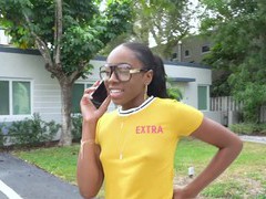 TitsCult presents: Black slut amari anne has to suck a dick before getting fucked