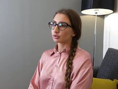 TitsCult presents: Hot brunette english tutor fucks hard and gets in her mouth!