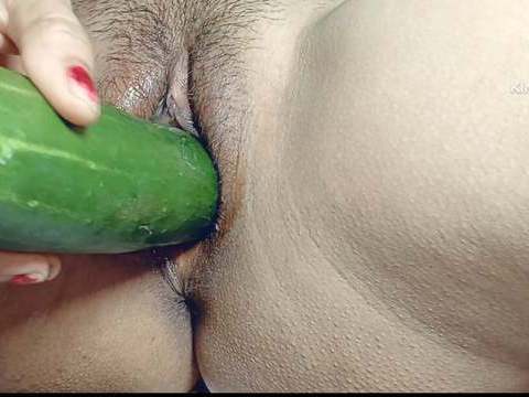 TitsCult presents: I can't get any where big black cock so my small pussy fucked by big cucumber  in hindi