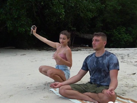 TitsCult presents: Meditation on the beach ended with a blowjob