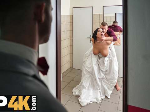 TitsCult presents: Vip4k. wife gets her hairy vagina licked and penetrates in the wc