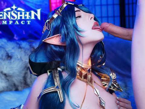 TitsCult presents: Genshin impact. layla swallows a big cock down her throat - mollyredwolf