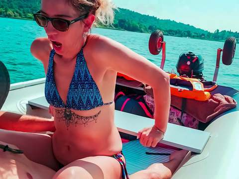 TitsCult presents: Wife gets fucked on a boat and gets a creampie from her husband's best friend