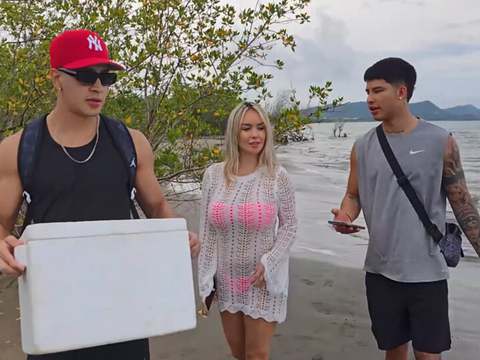 TitsCult presents: Threesome on the beach with stepbrothers - danner mendez - tatiana alvarez - max betancur