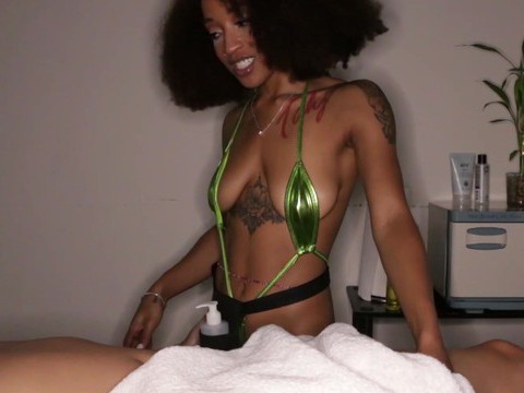 TitsCult presents: Tattooed ebony with natural tits sucking a hard dick - mena