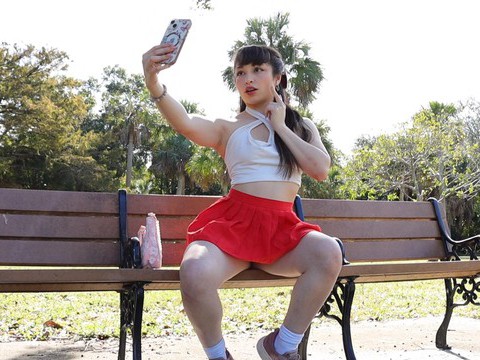 TitsCult presents: Gorgeous solo college babe doing striptease in a park - pixie