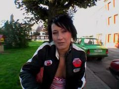 TitsCult presents: Girl fucked outdoors and then she swallows
