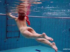 TitsCult presents: Teen swimming in her red satin prom dress
