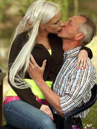 TitsCult presents: Horny blonde teenage beauty riding an old stiff schlong