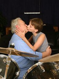 TitsCult presents: Teenie tasting the cumload from a grey old male drummer