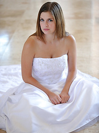 TitsCult presents: Busty glamorous amateur Danielle models wedding gown indoors & by the pool