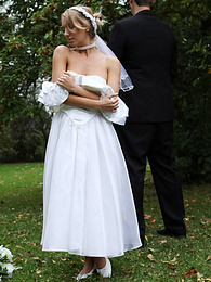 TitsCult presents: Blonde bride Hayley Marie Coppin gets naked on a lawn while taking her vows