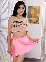 TitsCult presents: Admirable teen girl strips nude exposing her amazing body, perfect tits and hot tight pussy