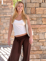 TitsCult presents: Light-Haired american cutie Summer Solstice removes her clothes and toys her twat
